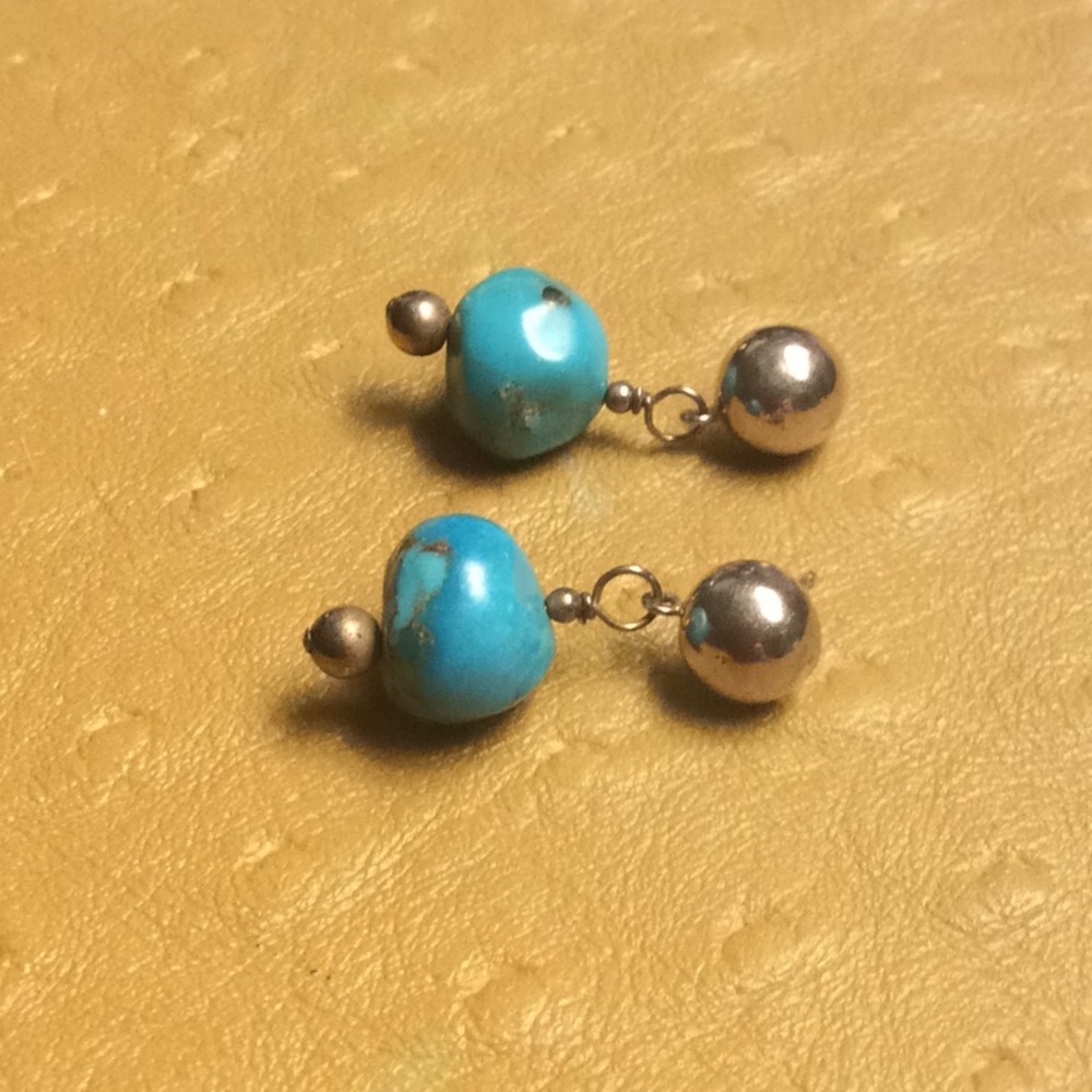 😍925 Silver Turquoise Nugget Earrings😍NWOT